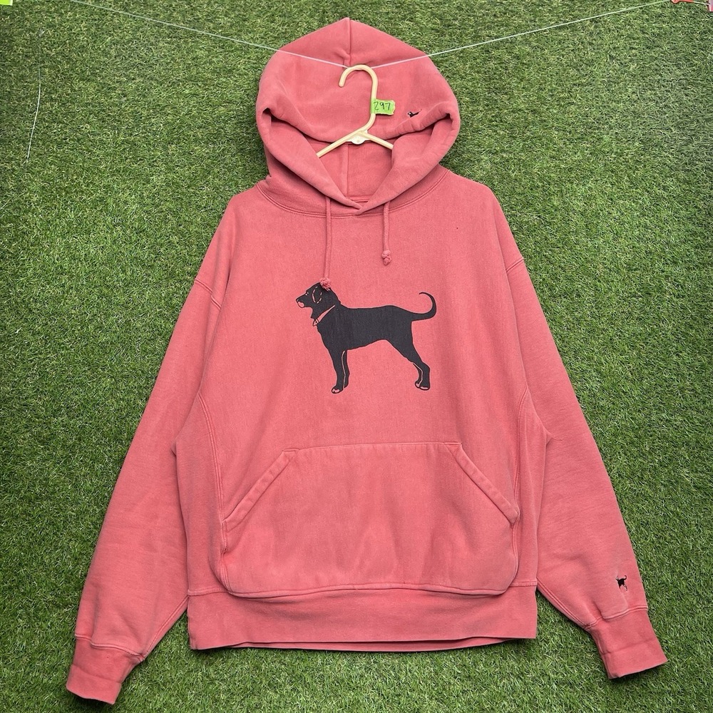 Black Dog Hoodie Mens Medium Red Marthas Vineyard Sweatshirt Heavyweight Boxy